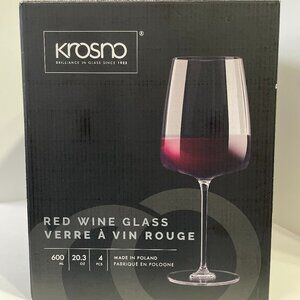Krosno Red Wine Glasses 600mL – Set of 4 – New in Box – Made in Poland